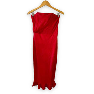 Michael Costello Formal Red Midi Strapless Cocktail Dress Size Medium